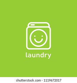 Happy laundry face outline logo icon design