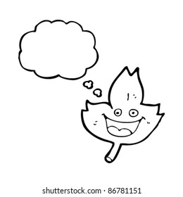 caricatura de hoja feliz