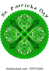 Happy leaf clover in celtic style at date of sacred Patrick - a vector