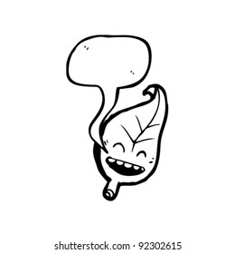 happy leaf with speech bubble cartoon