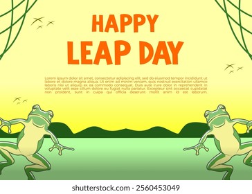 Happy Leap Day Vector Illustration on 29 February Holiday Celebration Flat Cartoon Design