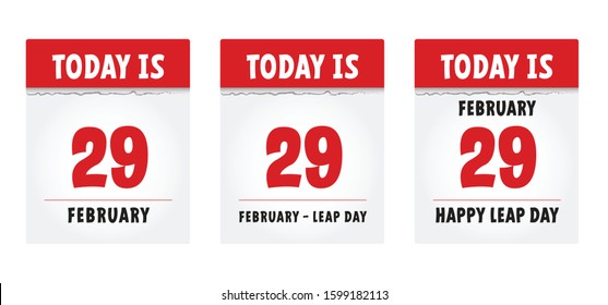 Happy Leap day or leap year slogan. Calendar page 29 February, month 2020 and 366 days. 29th Day of february, today one extra day. line pattern banner Fun vector icon sign