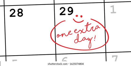Happy Leap Day Or Leap Year Slogan. Calendar Page 29 February, Month 2024 Or 2028 And 366 Days. 29th Day Of February, Today One Extra Sale Day. Line Pattern Banner. Fun Vector Icon Or Symbol