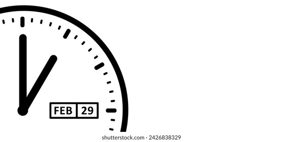 Happy Leap day or leap year slogan. Calendar page 29 February, month 2024 or 2028 and 366 days. 29th Day of february, today one extra sale day. line pattern banner. Fun vector icon or symbol svg