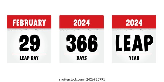 Happy Leap day or leap year slogan. Calendar page 29 February, month 2024 or 2028 and 366 days. 29th Day of february, today one extra sale day. line pattern banner. Fun vector icon or symbol. feb 29