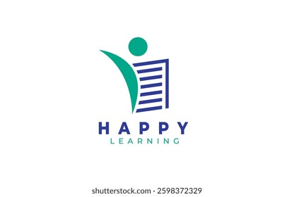 Happy Learning Logo Concept for book and human icon