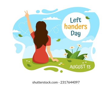 Happy LeftHanders Day Celebration Vector Illustration with Raise Awareness of Pride in Being Left Handed in Flat Cartoon Hand Drawn Templates