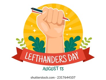 Happy LeftHanders Day Celebration Vector Illustration with Raise Awareness of Pride in Being Left Handed in Flat Cartoon Hand Drawn Templates