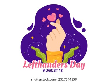 Happy LeftHanders Day Celebration Vector Illustration with Raise Awareness of Pride in Being Left Handed in Flat Cartoon Hand Drawn Templates