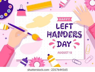 Feliz Día de la IzquierdaHanders Ilustración vectorial con mayor conciencia del orgullo de ser dejado en manos de plantillas dibujadas a mano de dibujos planos