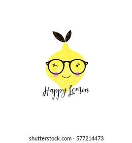 happy lemon, doodle illustration for kids