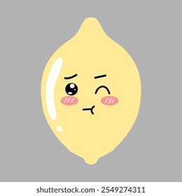 happy lemon fruit cartoon isolated on white background
