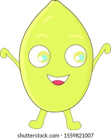 Happy lemon, illustration, vector on white background