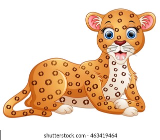 Happy leopard cartoon lay down