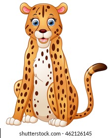 Happy leopard cartoon sitting