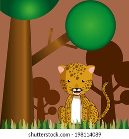 a happy leopard in a safari background