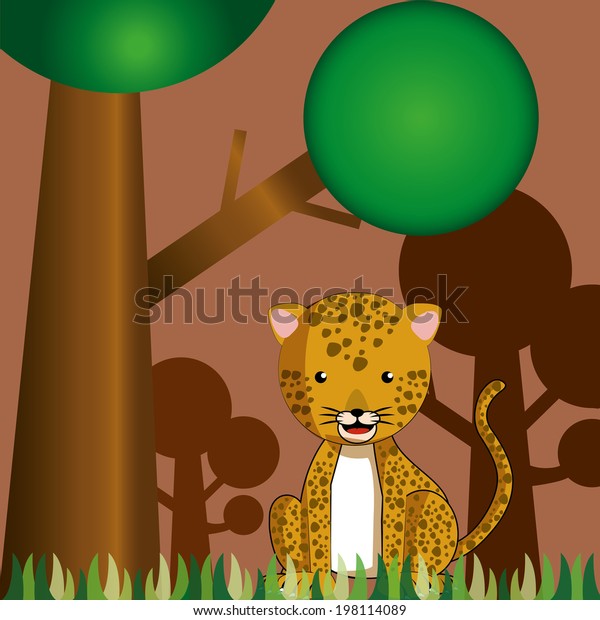 Happy Leopard Safari Background Stock Vector (Royalty Free) 198114089 ...