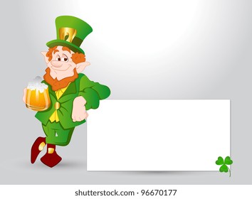 Happy Leprechaun Banner-St. Patrick's Day Cartoon Vector Illustration