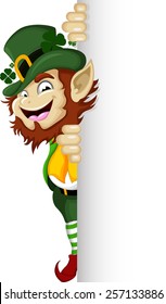 Happy Leprechaun with blank sign