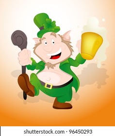 Happy Leprechaun Dancing-St. Patrick's Day Cartoon Vector Illustration