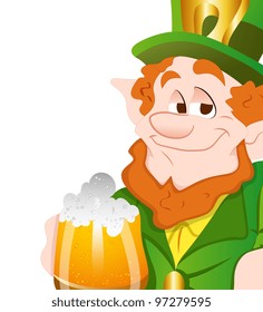 Happy Leprechaun Drinking Beer