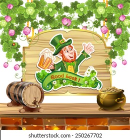 Happy Leprechaun Drinking Beer-St. Patrick's Day