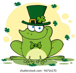 Happy Leprechaun Frog With Background. Jpeg version also available in gallery.