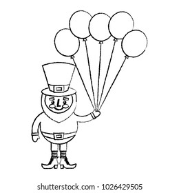 happy leprechaun holding bunch balloons decoration