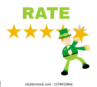 happy Leprechaun Review Star Rate Cartoon doodle flat design style vector illustration
