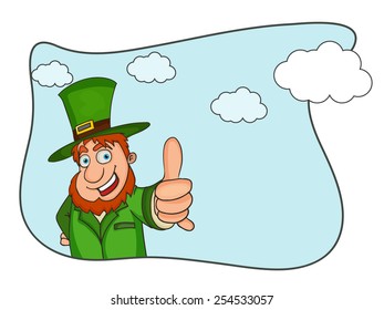 Happy Leprechaun's showing thumbs up, Creative St. Patrick's Day celebrations concept.