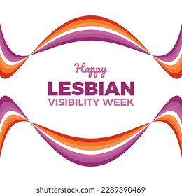 Happy Lesbian Visibility Week vector illustration. Abstract lesbian pride flag frame icon vector. LGBT graphic design element isolated on a white background. Curve wave line LGBTQ symbol