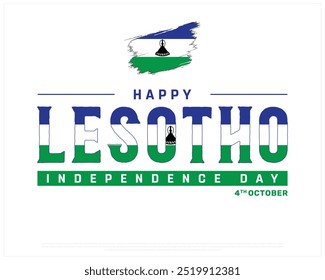 Happy Lesotho Independence Day Design, Independence Day of Lesotho with flag, National Day of Lesotho, Vector illustration of Lesotho Independence Day on white background, Editable vector Design