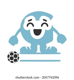 Carta feliz g personaje jugador de fútbol monograma personalizado, logotipo vectorial, emblemas o diseño inicial.