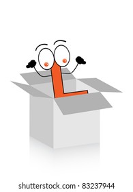 happy letter L in box