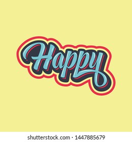 Happy Letter Typography Concept Vector Illustration, Suitable For Wallpaper, Banner, Background, Card, Book Illustration, Logo, T-Shirt Design, Sticker, Cover, etc