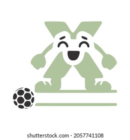 Happy letter x character football player personalized monogram, vector logo, emblems or initial design.