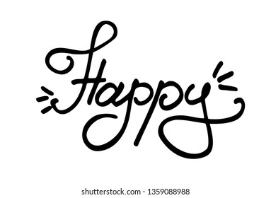 Happy Lettering On White Background Stock Vector (Royalty Free ...