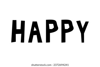 happy. lettering. title. black. the letters. schatye. joy. fun. pattern. vector. on a white background.
