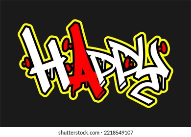 diseño de vectores de letras alegres con un estilo de letras fresco y único. con una combinación de blanco, rojo y amarillo
