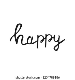 Happy lettering vector hand drawn overlay phrase. Perfect for greeting cards, quotes, posters and illustrations.
