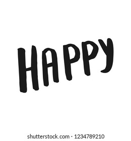 Happy Lettering Vector Hand Drawn Overlay Stock Vector (Royalty Free ...