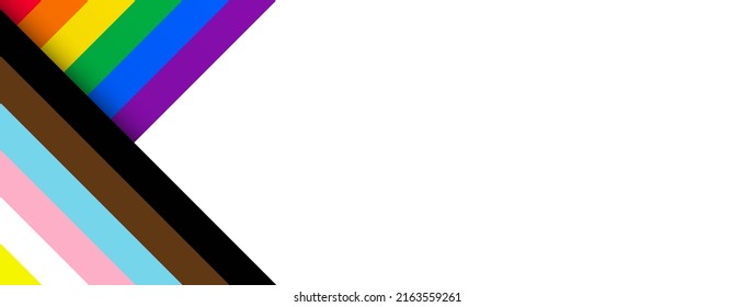 Happy LGBT pride month striped flag background template. Website landing page banner design. 