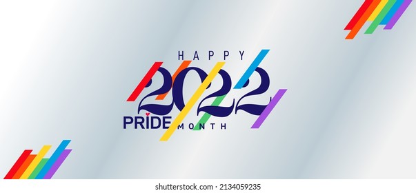 Happy LGBTQ 2022. Pride symbol. Banner rainbow color for LGBTQ. Pride logo flag representing LGBT pride. Vector illustration Happy pride month june. Isolated on white background.