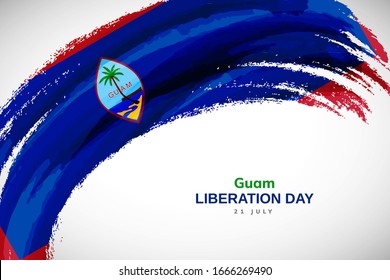 Happy liberation day of Guam. Watercolor brush stroke flag background. Elegant national country flag with Abstract watercolor grunge brush flag.