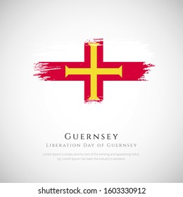 Happy Liberation day of Guernsey country with brush flag background