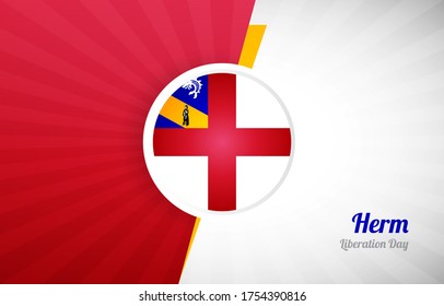 Happy liberation day of Herm greeting background. Abstract Herm country flag illustration