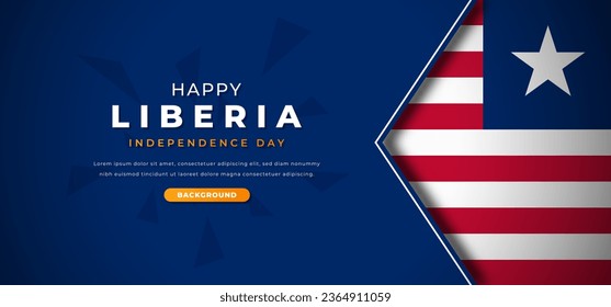 Happy Liberia Independence Day Design Paper Cut Shapes Background Illustration for Poster, Banner, Advertising, Greeting Card