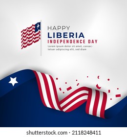 Happy Liberia Independence Day July 26th Celebration Vector Design Illustration. Template for Poster, Banner, Advertising, Greeting Card or Print Design Element