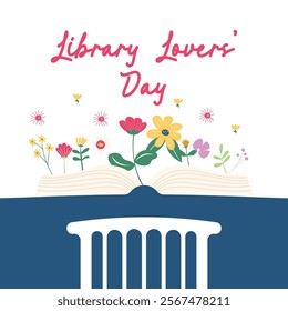 Happy library lovers' day illustration. Library lovers' day background for banner