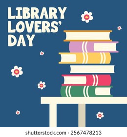 Happy library lovers' day illustration. Library lovers' day background for banner